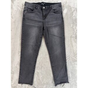 Mac & Me Crop Ankle Jeans Womens 10 Charcoal Gray Black Jegging Frayed Hem